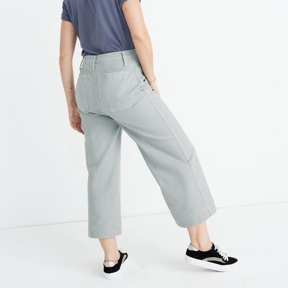 Madewell Slim Emmett Wide Leg Crop Pants Size 35 Blue Horizon Cotton Trousers - Picture 2 of 8